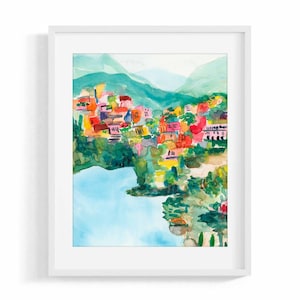 Amalfi Coast Art Print, Italy Wall Art, Watercolor Painting, Travel Prints, Home Decor, Housewarming Gift, Watercolor Art Print
