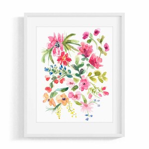 Floral Watercolor Giclée Print: Bright Botanical Wall Art