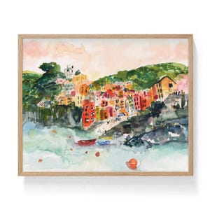 Riomaggiore Italy Art Print, Italy Wall Art, Watercolor Painting, Travel Prints, Home Decor, Housewarming Gift, Amalfi Coast Print