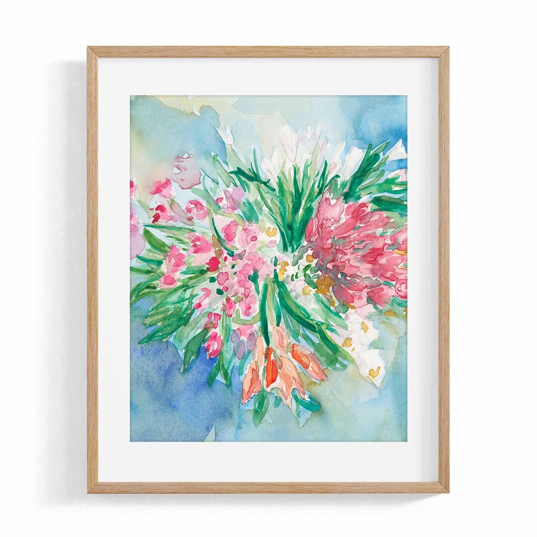 Tulip Bouquet Watercolor Painting: Floral Framed Art Print - Etsy