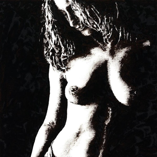 ALLUSION Fine art signed giclée print Beautiful nude bare naked body long hair female Sensual passionate erotic sexy breast nipple dark shy