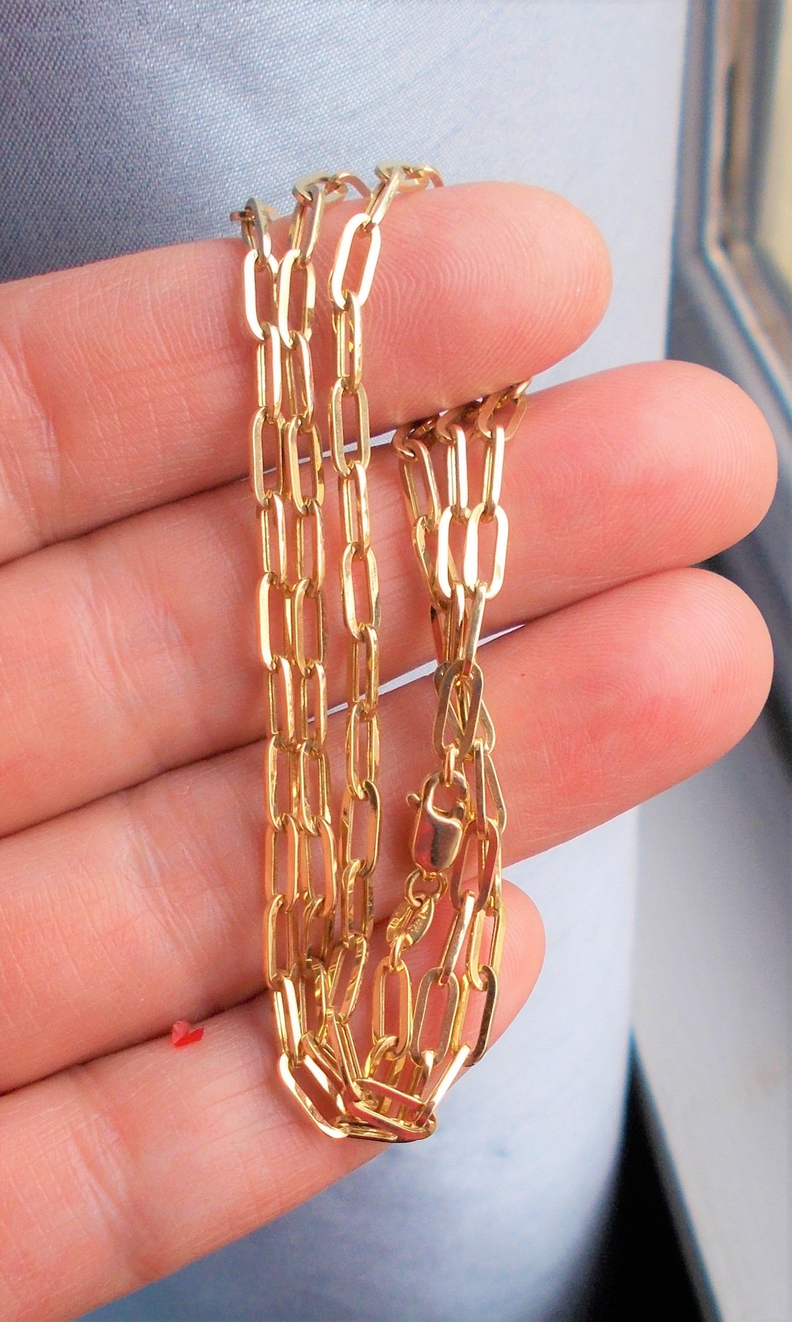 Solid 14K yellow gold Paperclip chain 20 inches Etsy