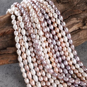 AAA Rice Pearl Strand: 6-7mm Natural Freshwater Beads, DIY Jewelry