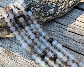 Ocean Chalcedony Agate Gemstone Beads: DIY Bracelet Necklace (15.5" Strand, 4-12mm
