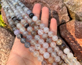 Ocean Chalcedony Agate Gemstone Beads: DIY Bracelet Necklace 15.5" Strand 4-12mm