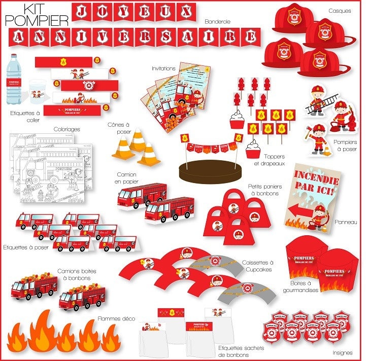Decoration Anniversaire Pompiers A Imprimer Printable Etsy Mexico