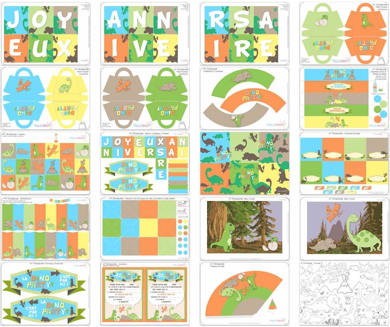 Dinosaurs birthday decoration to print image 1