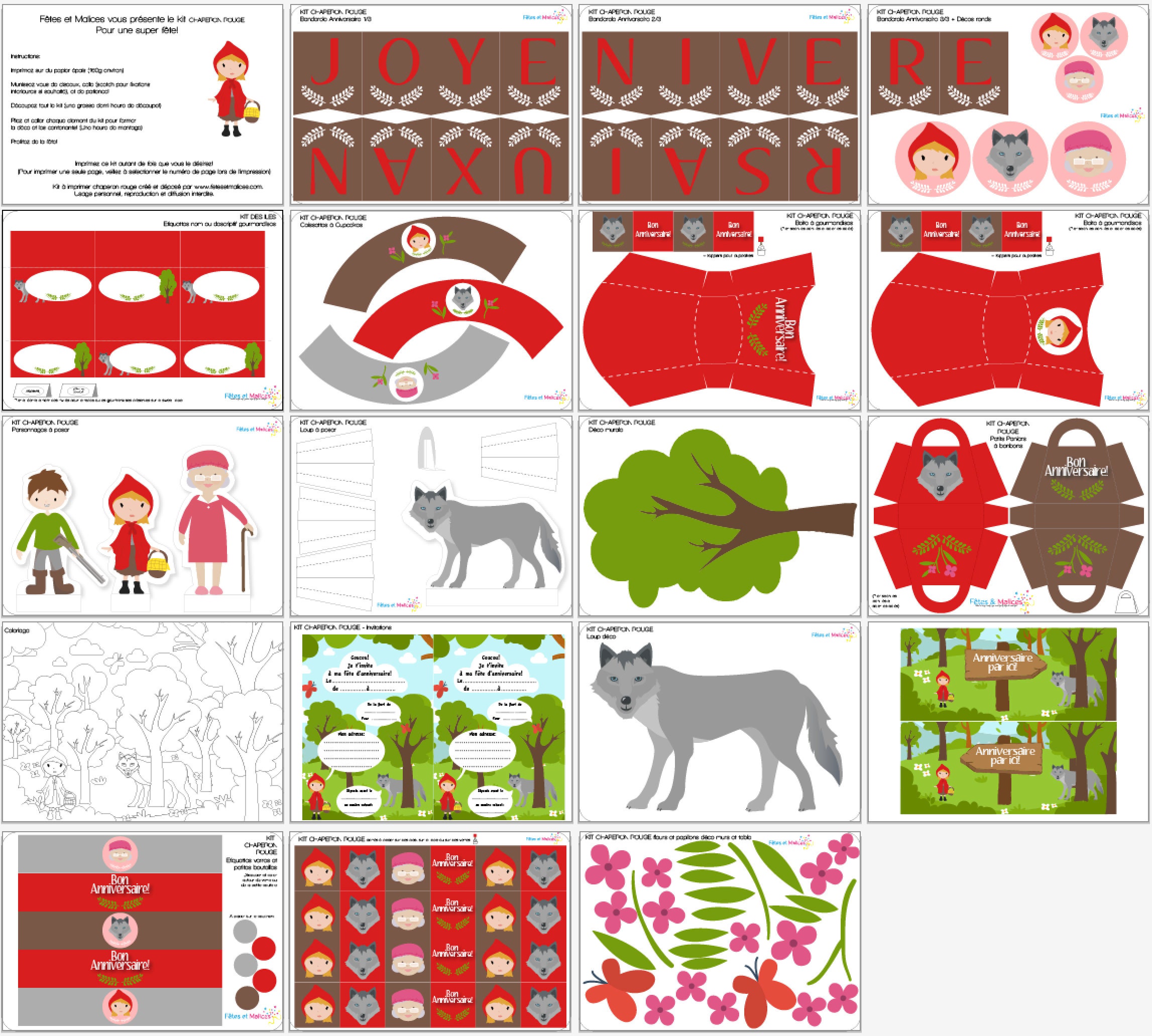 Kit A Imprimer Decoration Anniversaire Petit Chaperon Rouge Etsy