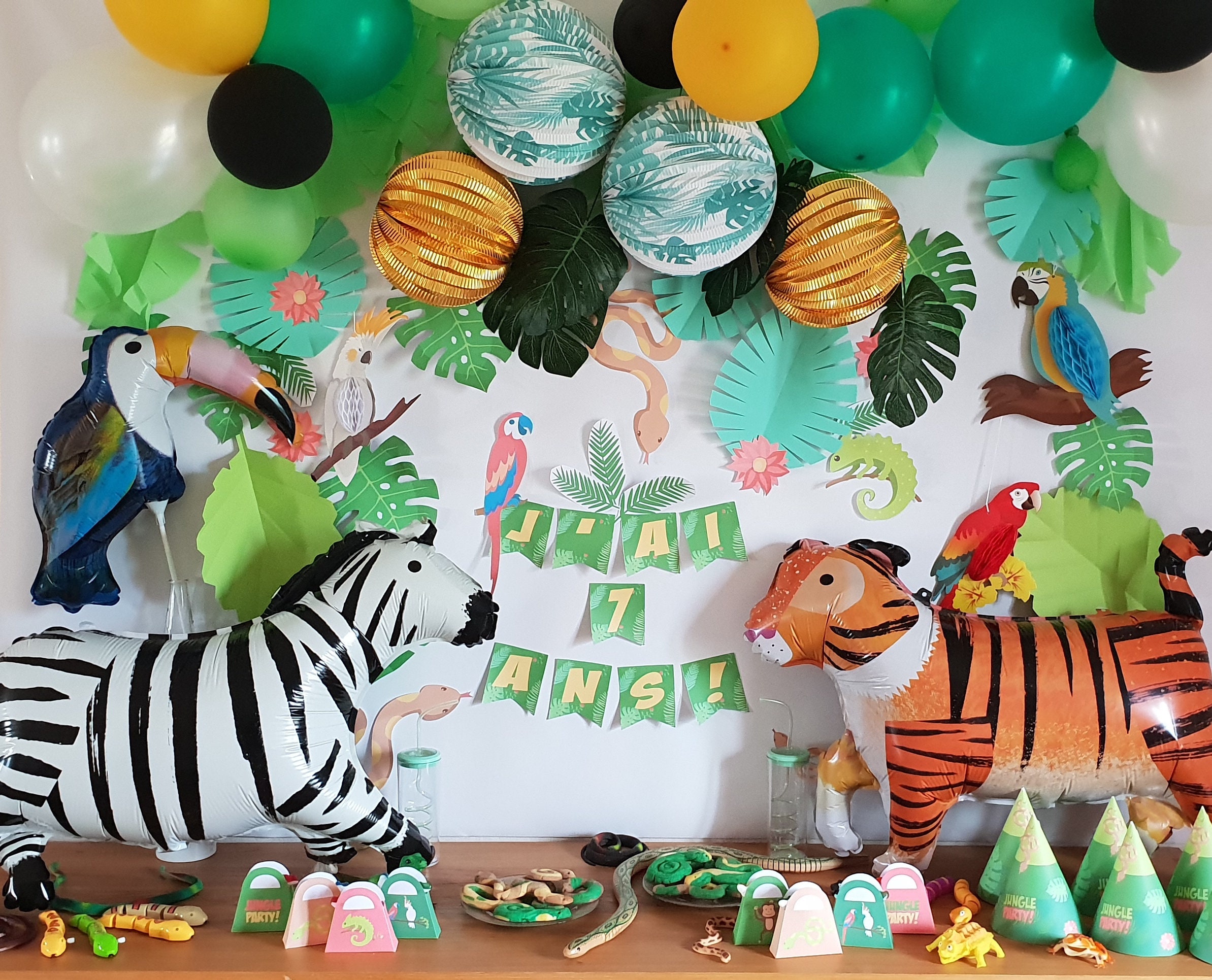 XXL Jungle Thema Party Pack 156 pièces Décoration d'anniversaire Fête  d'enfants