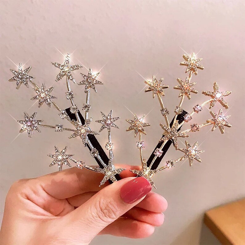 Starburst Hair Clip Star Rhinestone Hair Clip Gold Star Hair Etsy