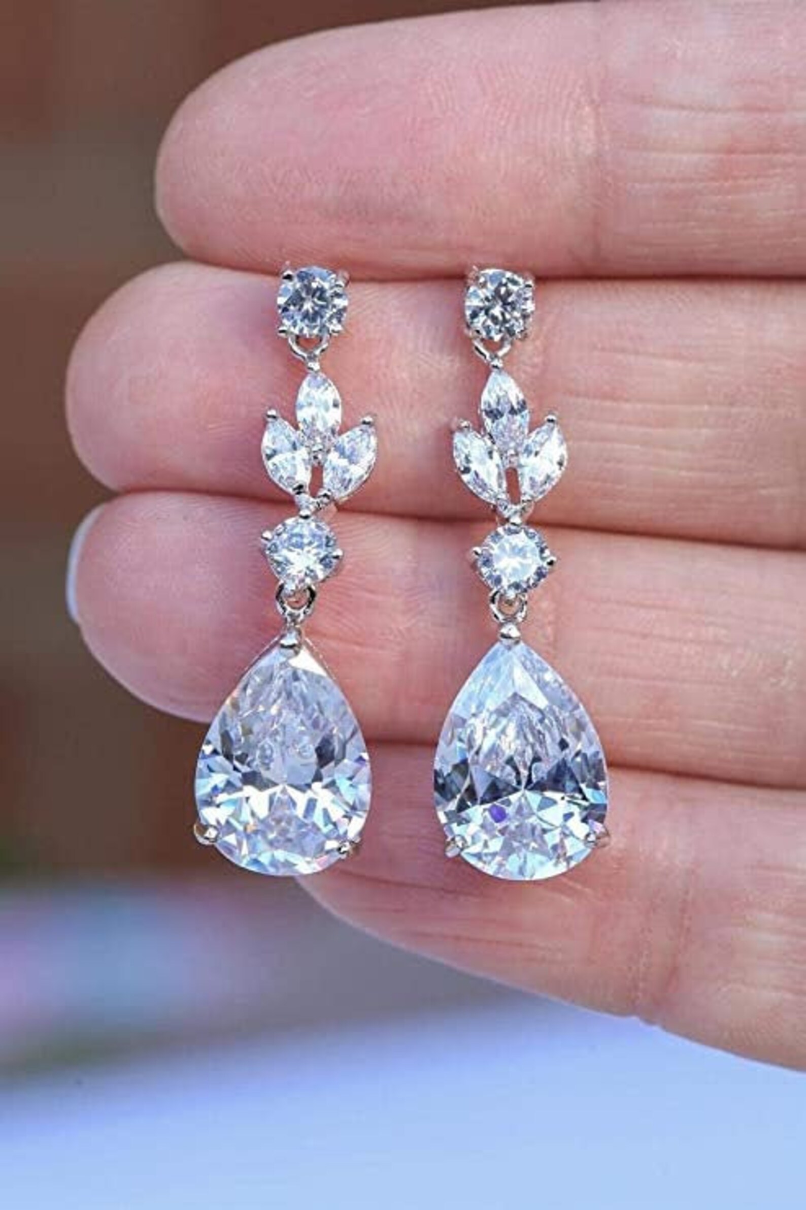 Bridal Drop Earrings Bridal Earrings Crystal Earrings Etsy