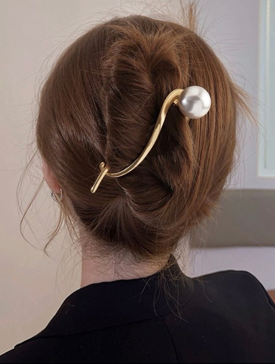 Faux Pearl Hair Clip Minimalist Hair Clip Pearl Hair Holder Etsy