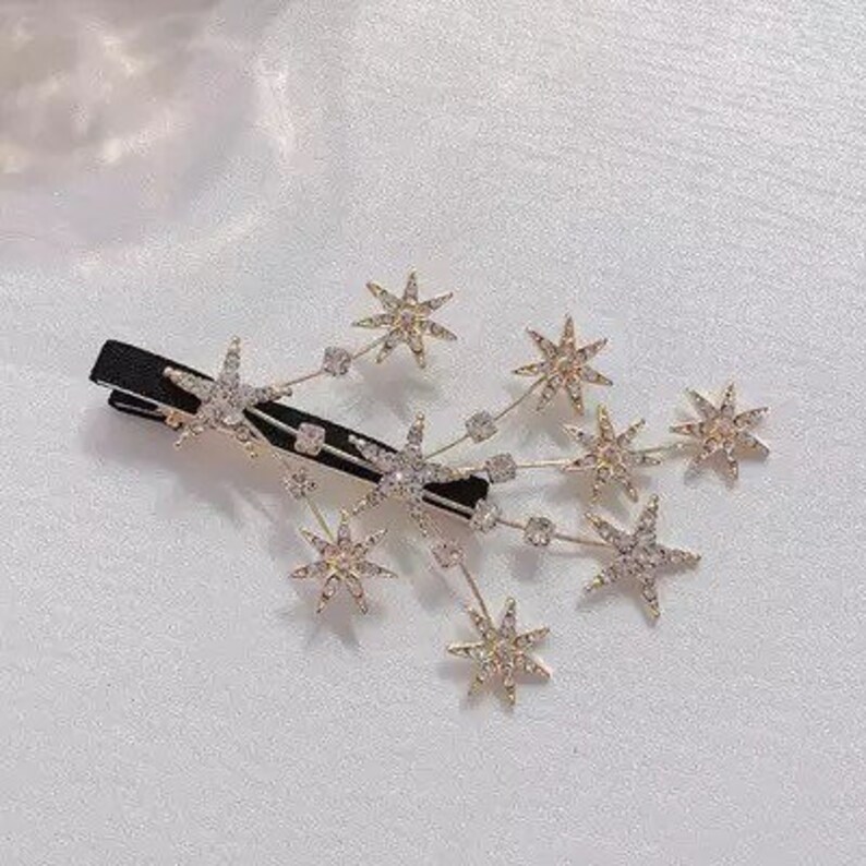 Starburst Hair Clip Star Rhinestone Hair Clip Gold Star Hair Etsy