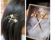 Bee hair Pin(Set of 2)-Bumblebee Hair pins-Vintage Hair Pin-Bee Bobby Pin-Bee hair accessories-Gold Bee Hair Pin-Gold Hair Pin-Boho Hair Pin