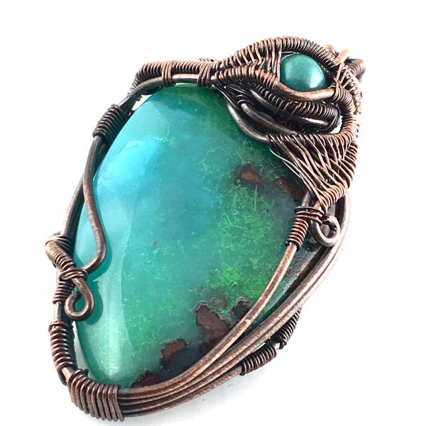 Gem Silica gemstone pendant with Turquoise, wire wrapped in copper.  The Impact Of Speaking From One’s Heart