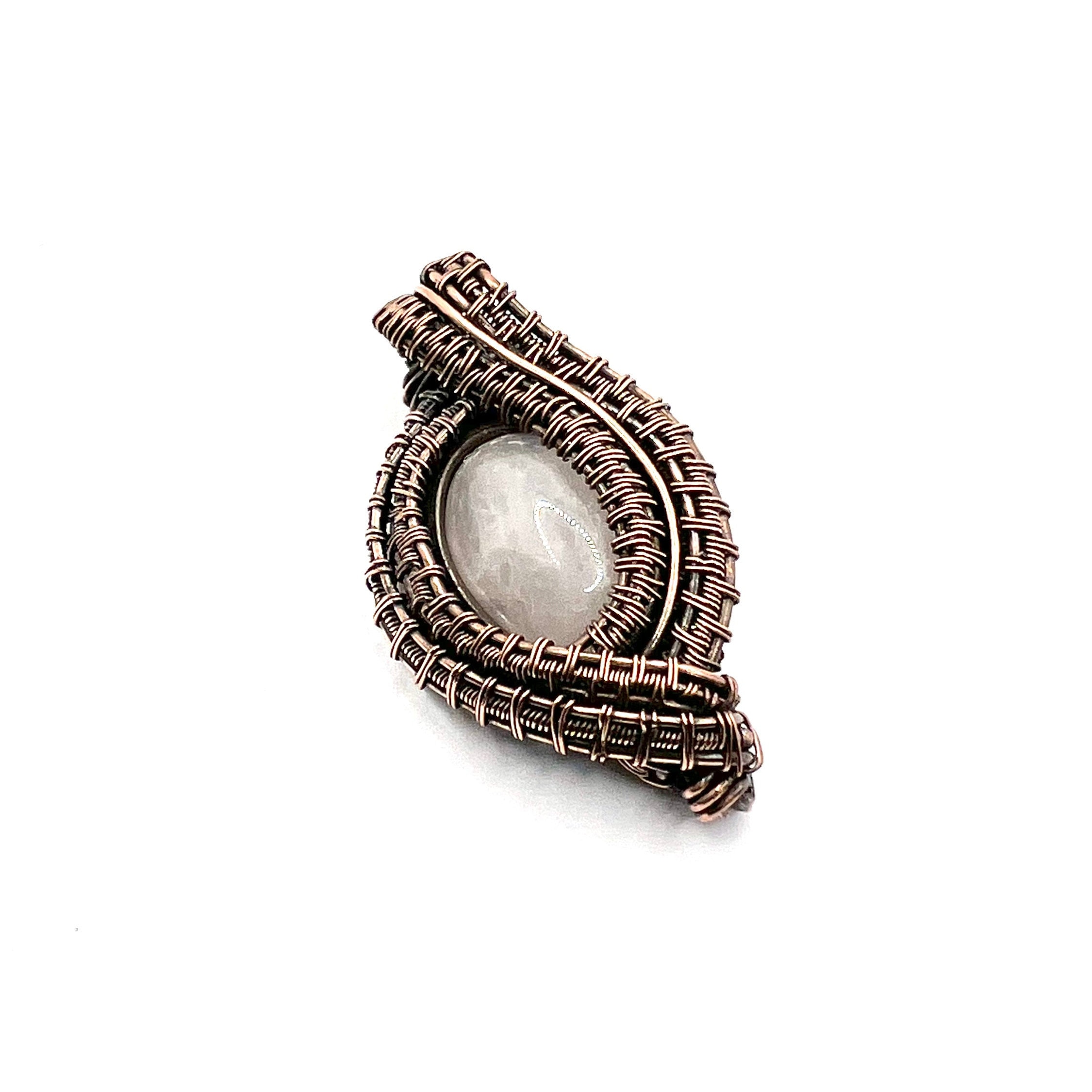 Rose Quartz pendant wire wrapped in copper.  Love