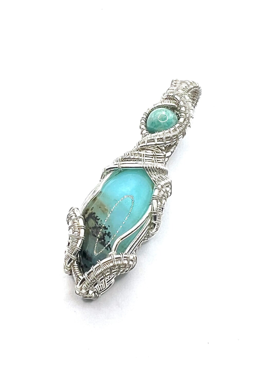 天然石 ブルーオパール ペルー産 7.55 ct ワイヤー巻き ペンダント 