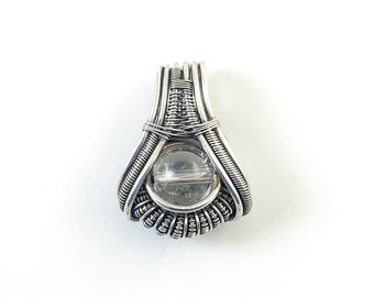Sentient Plasma Quartz crystal pendant, wire wrapped in fine silver.  Remembering Lemuria