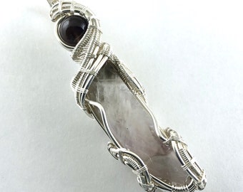 Amazez gemstone pendant with Auralite 23 wire wrapped in fine silver. Healing Through The Divine Blueprint