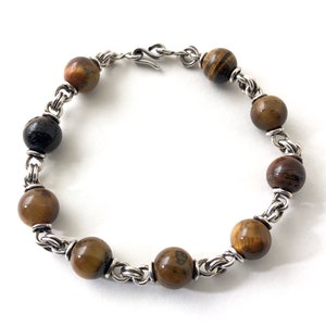 Tiger Eye gemstone bracelet, in fine silver.  Re-Learning Pure, Non-Toxic Masculine Energy
