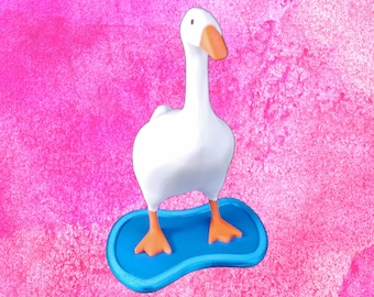 3D Printed Desk Goose Figurine: Pond Stand, Office Decor
