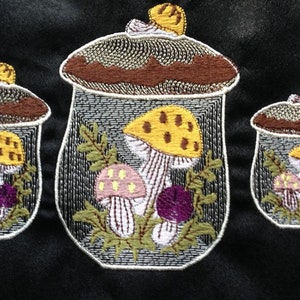 4-INSTANT-Machine Embroidery Design Download~MaryMeridius~Grandma~Mom Merry Mushroom Canister set~Cookie Jar~1970- 80s~vintage retro~kitchen