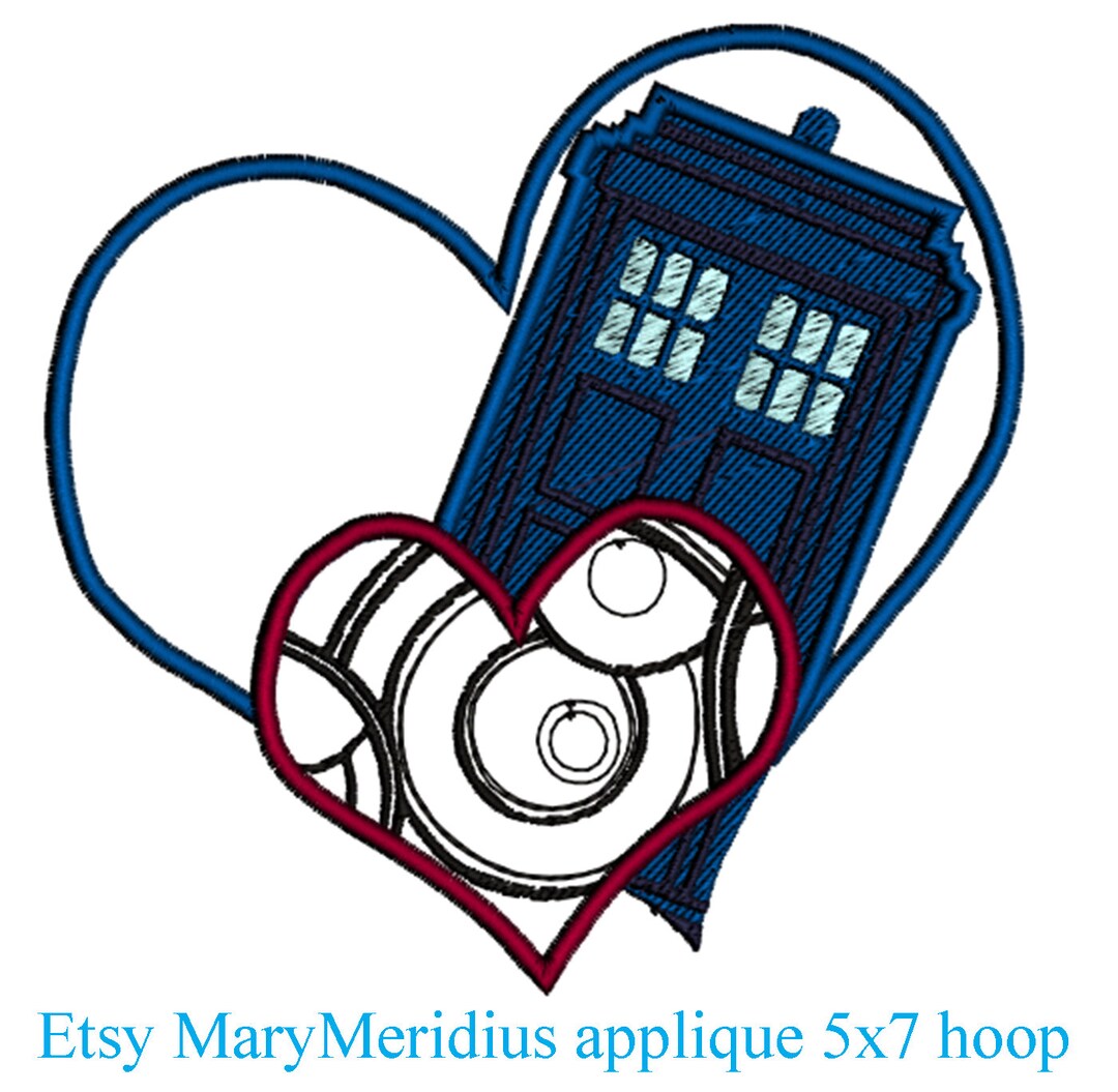 Dr Who Tardis Applique Machine Embroidery Design (5x7 Hoop) - Etsy