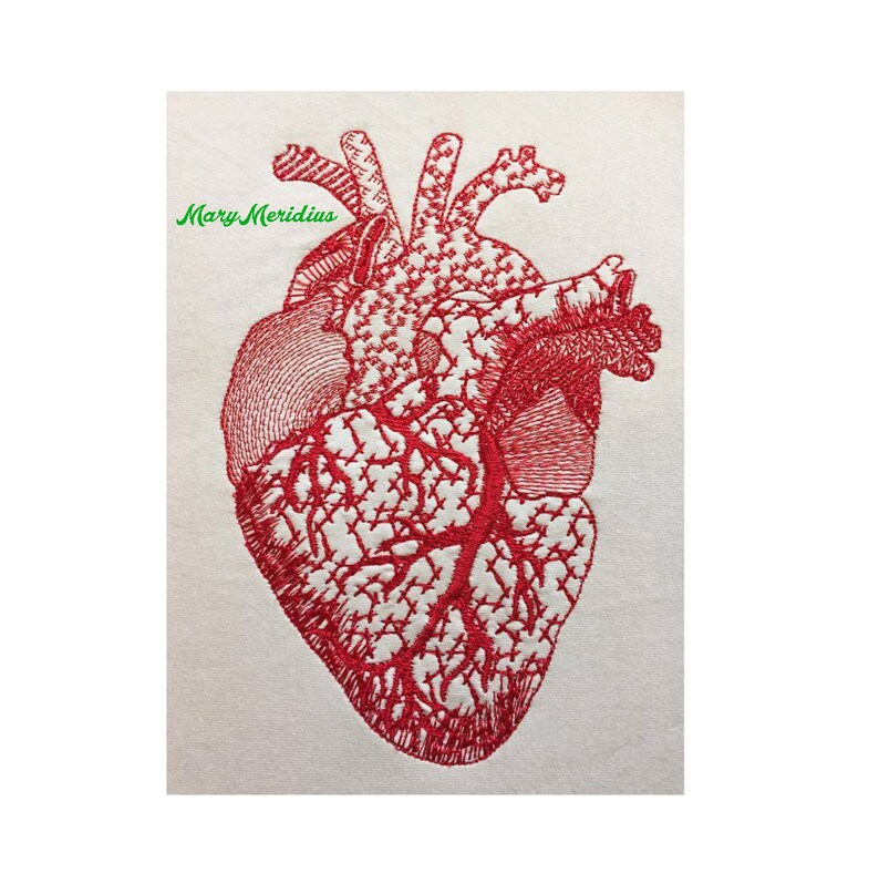 Human Heart Machine Embroidery Design Marymeridius redwork Etsy