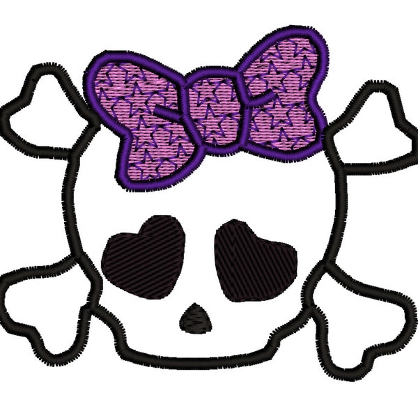 INSTANT-Machine Embroidery Design Download~cute girl skull~retro-punk rock~moster~high emo chic~skully girl~MaryMeridius~horror~cosplay