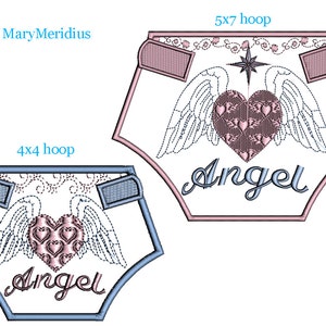 2-INSTANT-Machine Embroidery Design Download~MaryMeridius~Baby Diaper~Dainty Hand Stitch Style details~memory~love~angel~memorial~4x4 & 5x7