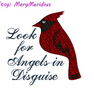 INSTANT-Machine Embroidery Design Download~Cardinal Angels from Heaven~Cute Bird~Love~MaryMeridius