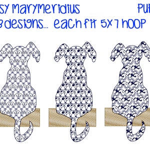 Dog Embroidery Design: MaryMeridius Pup3, Rustic Fence Art (3-INSTANT-Download)