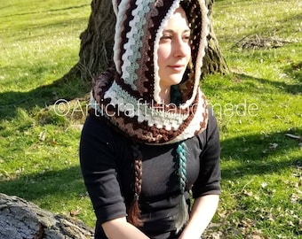 Scoodie, Hooded scarf, Hooded cowl, Fall and Winter fashion, Unisex Wear - Hand crocheted
