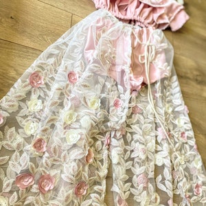 Girls satin 2 piece with 3d floral skirt, Taylor swift inspired dress up clothes image 4