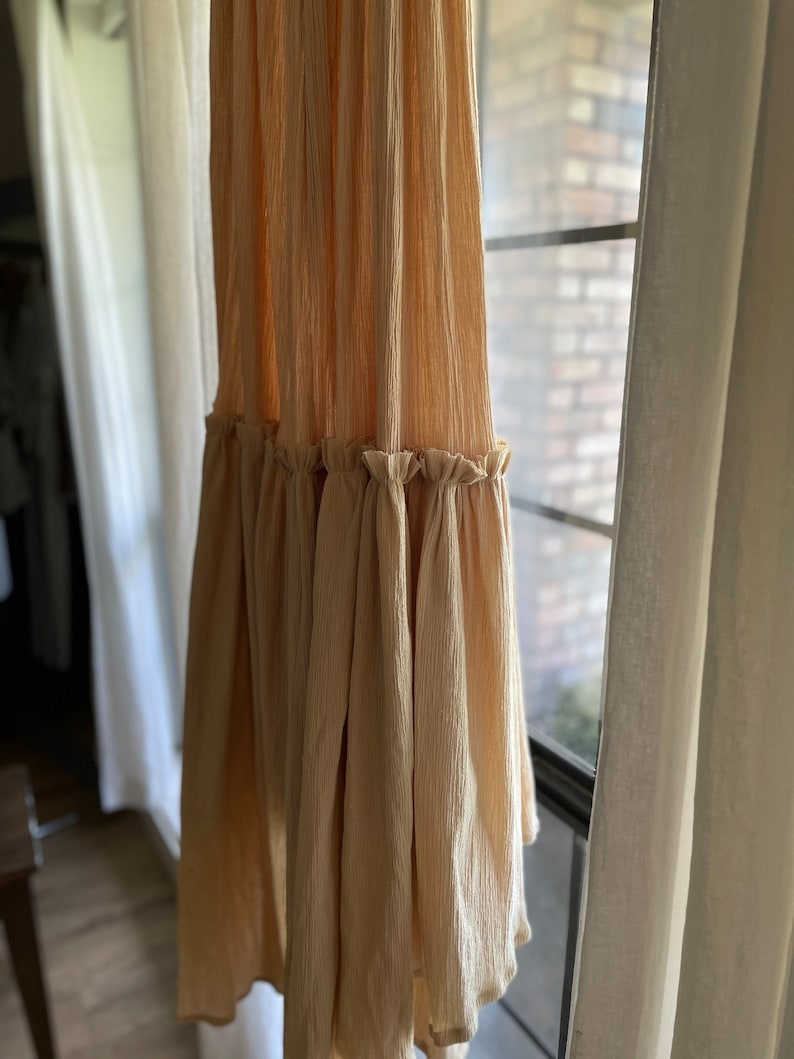 Girls boho dress for photography and client closet, off the the shoulder, elastic neckline and waist, train, raw edge ruffle image 6