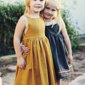 Girls toddler boho dress linen blend fall mustard yellow spring summer fall dress 12months, 18m, 2t, 3t, 4t, 5t, 6t, 7yr, 8yr, 10yr, 12yr, image 4