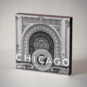 Chicago Theatre, Neon Sign, Photo on Wood, Desk Decor, Chicago Photography, Chicago Print, Ready to Hang, Chicago Wall Art, 5x5 8x8 12x12