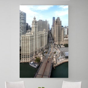 Chicago Wrigley Tower, Ready To Hang, Chicago Wall Art, Architecture, Bird Eye, Vertical  Print / Framed Print / Photo Wood Block /Canvas