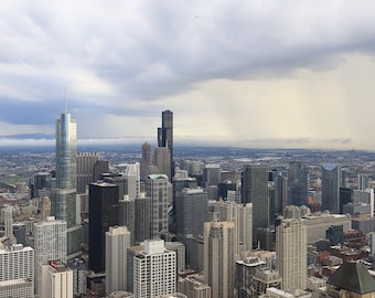 Chicago Skyline Photo Print Wall Art, Canvas Office Decor, City Panorama, Architecture Picture, Wall Art Gift, Large Wall Poster 20x60