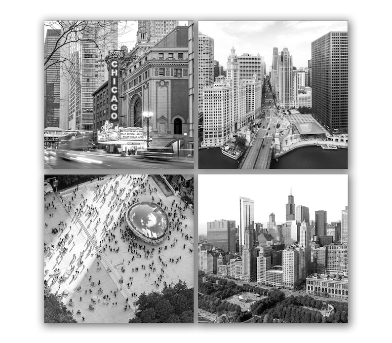 Chicago Wall Art B&W Chicago Photography Chicago Canvas Etsy
