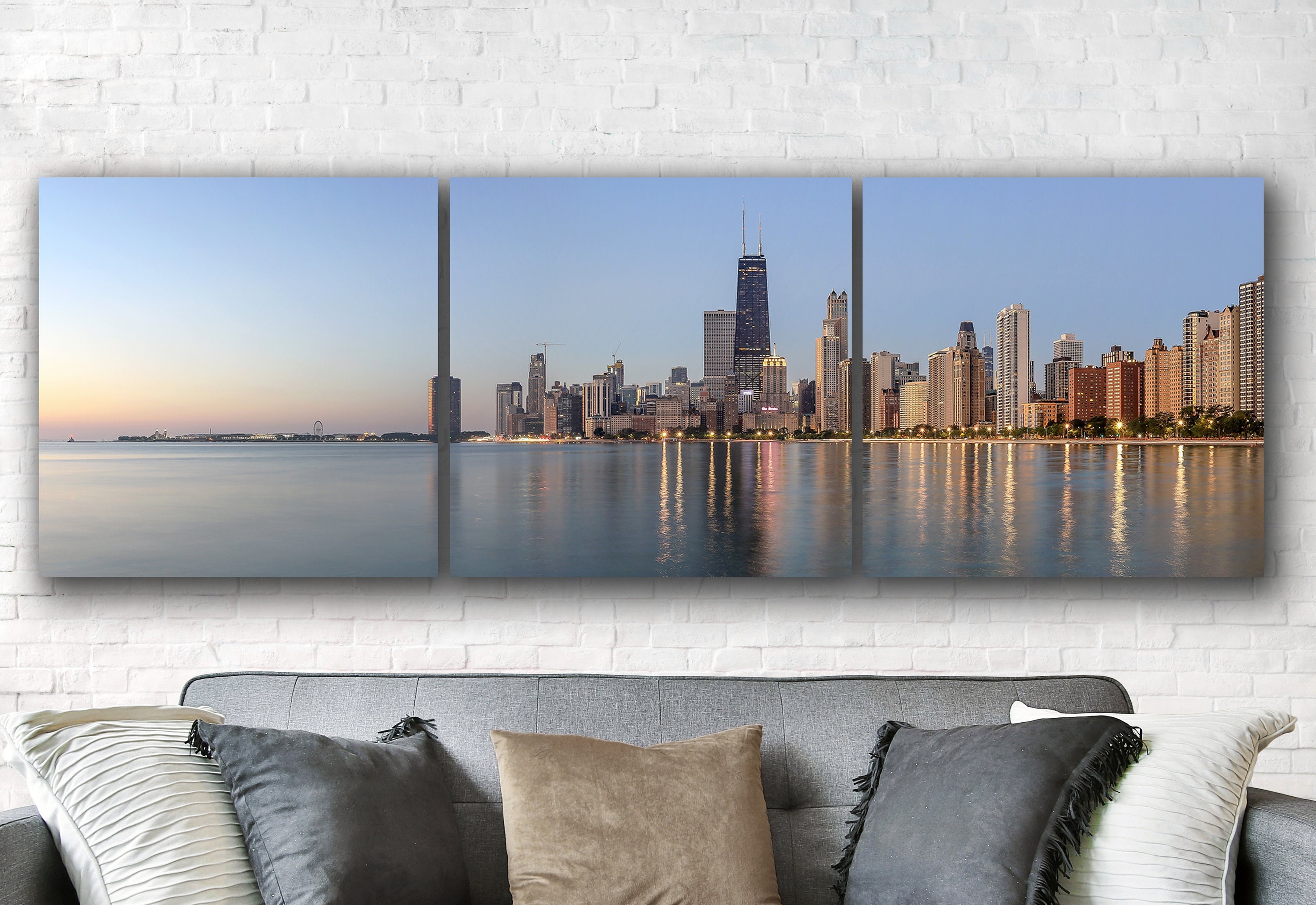 Canvas Print of Chicago Skyline Panoramic Wall Art 12x36 to | Etsy