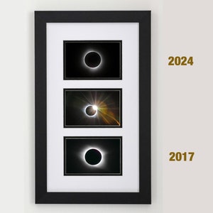 Total Solar Eclipse 2024 & 2017- Collage Frame 12X20, Or Photo Set, Astrophotography, Solar Eclipse Framed Wall Art