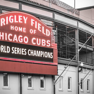 Wrigley Field, Chicago Cubs World Series Champions, Cubs Neon Sign, MLB, Cubbies, Canvas Decor, Man Cave, Baseball Art, Chicago Cubs canvas