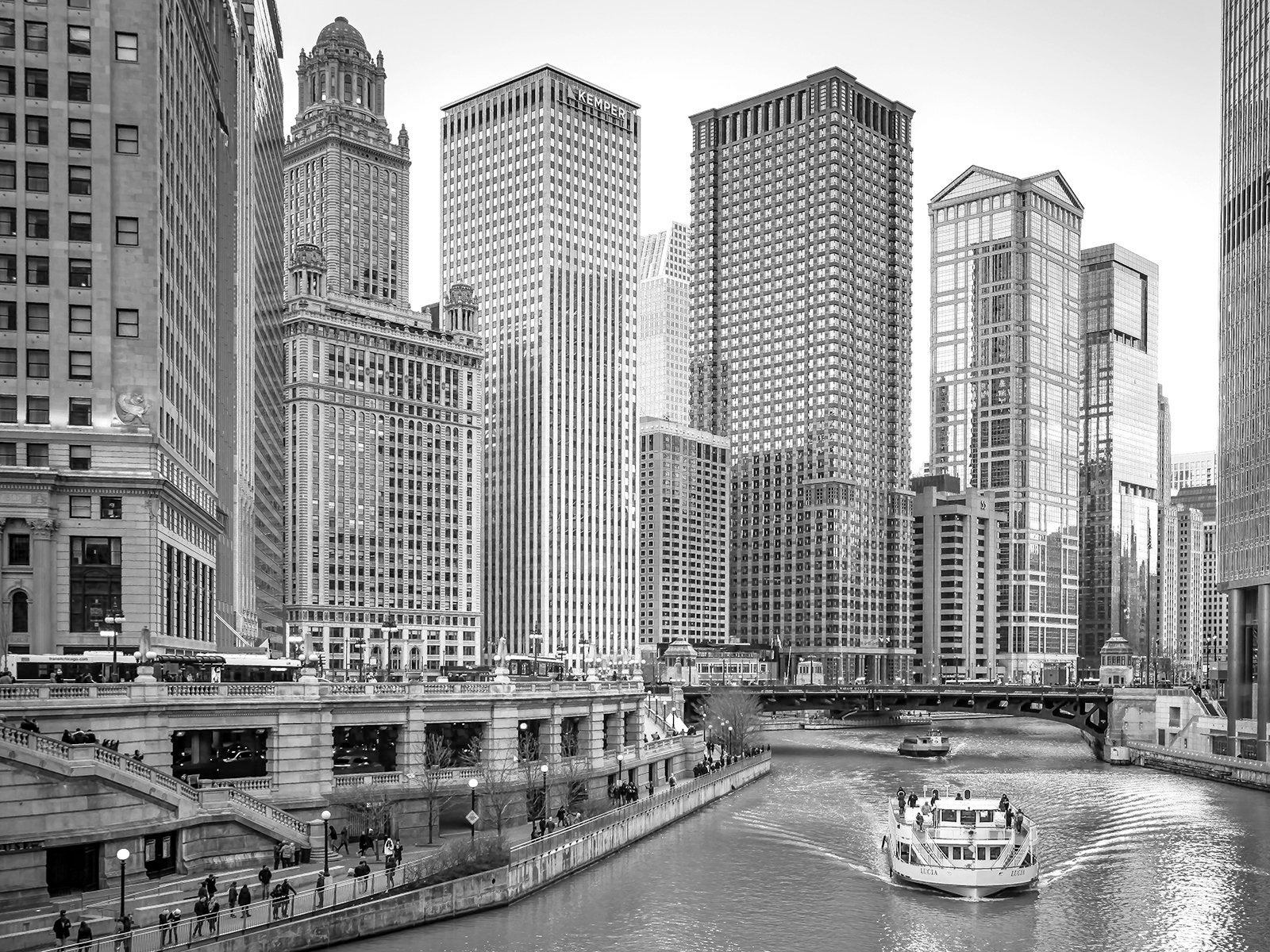 Chicago River Photography Chicago Boat Ride Black and White Etsy