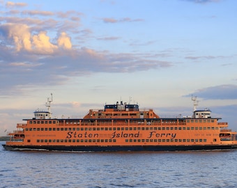 New York Photography, Staten Island Ferry, NYC Wall Art, Staten Island, NY Photography, New York Harbor, Nautical Decor, Orange, Blue