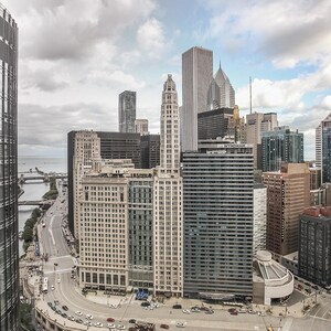 Chicago Wall Art, B&W Chicago Photo, Lower Wacker Drive, Chicago River, Chicago Skyline, Aon Center, Chicago Art Framed, Chicago Canvas
