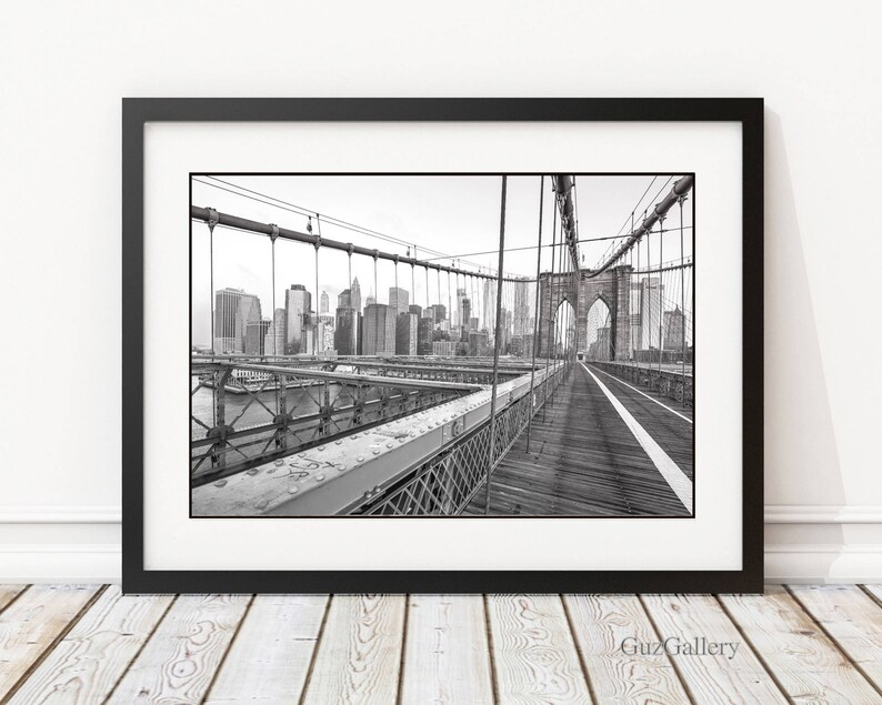 New York Brooklyn Bridge Wall Art B&W New York Photography Etsy
