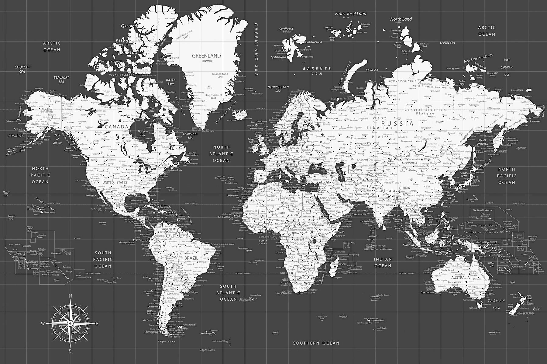 Large Canvas World Map Ready to Hang Current Travel Map Etsy
