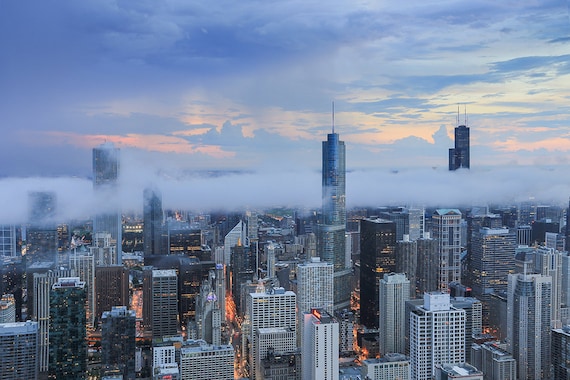 Chicago Skyline Canvas Wall Art Gift Magnificent Mile Art Etsy