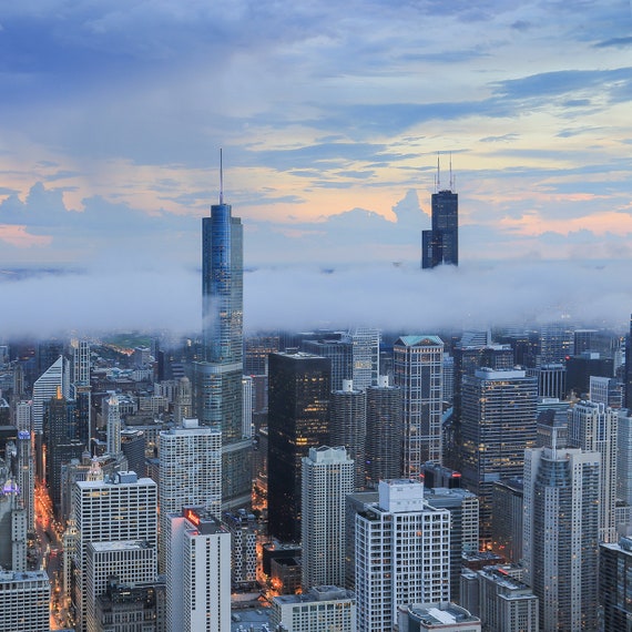 Chicago Skyline Vertical Photo Print Canvas Wall Art Photo Etsy